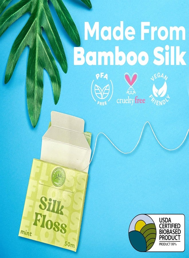SMARTLIFECO Vegan Silk Dental Floss - Biodegradable Plastic Free Bamboo String | Zero Waste Eco-Friendly Oral Care | Natural Compostable for Adults & Kids Tight Teeth | Soft Easy Glide - Unflavored 55yds - Image 2